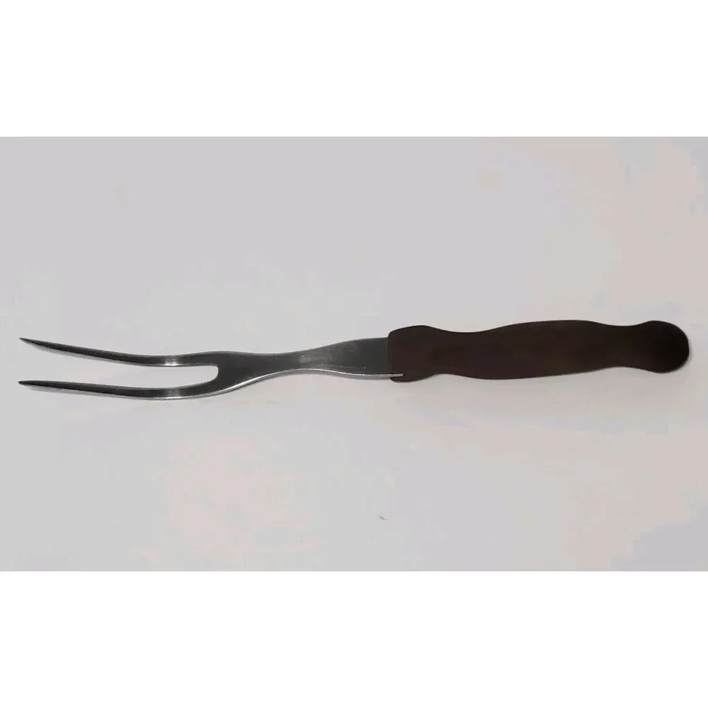 Cutco Carving Turning Fork No 27 Brown Wood Handle Made in USA - Picture 1 of 14